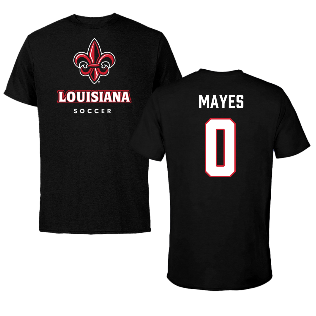 University of Louisiana at Lafayette Soccer Black Tee  - #0 Natalie Mayes