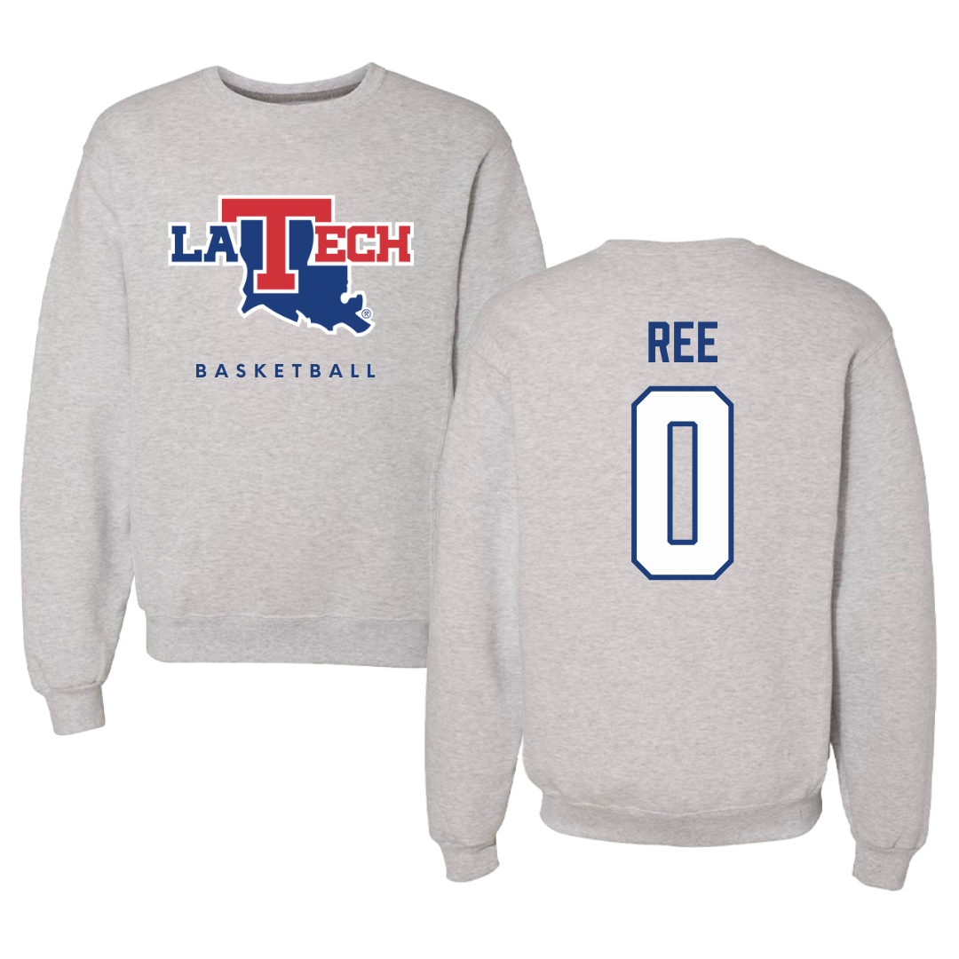 Louisiana Tech University Basketball Gray Crewneck  - #0 Devin Ree