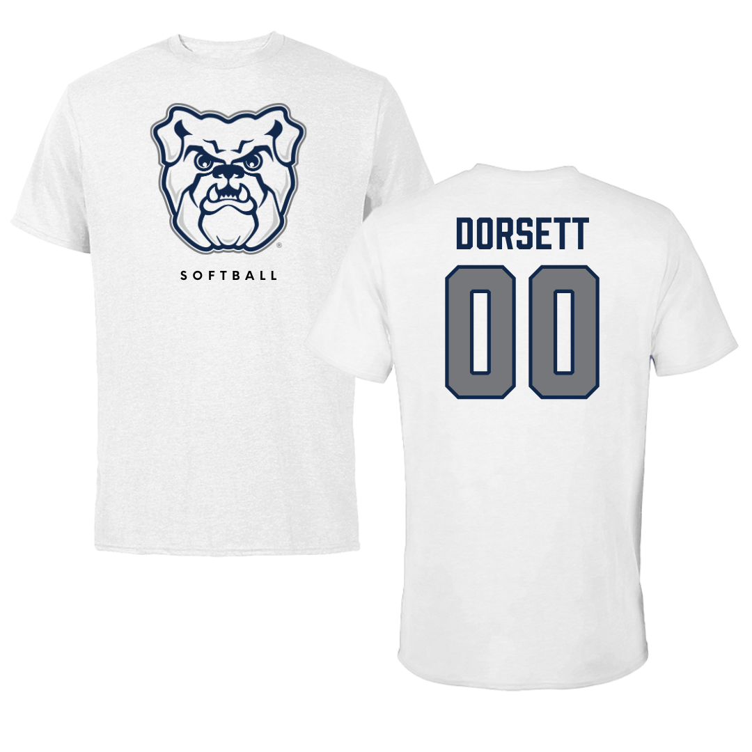 Butler University Softball White Tee  - #00 Paige Dorsett
