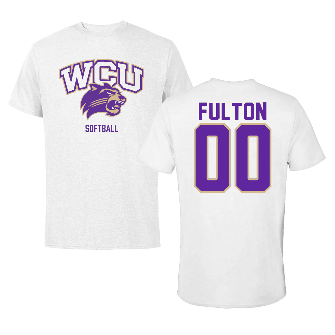 Western Carolina University Softball White Performance Tee - #00 Amanda Fulton