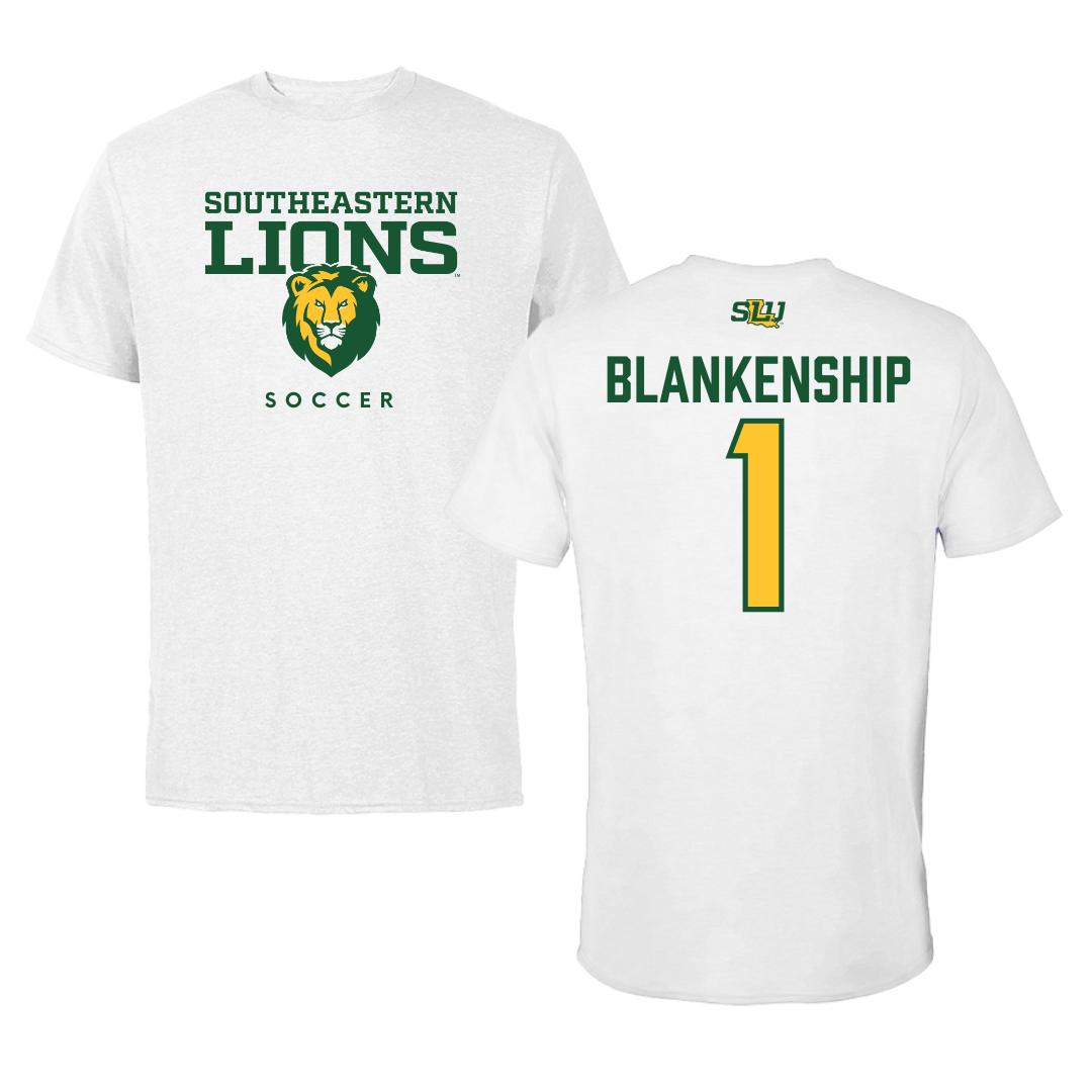Southeastern Louisiana University Soccer White Tee  - #1 Anna Blankenship