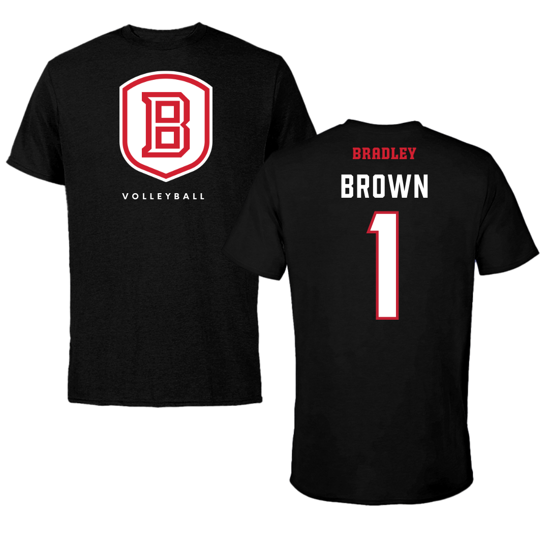 Bradley University Volleyball Black Shield Tee - #1 Corrie Brown