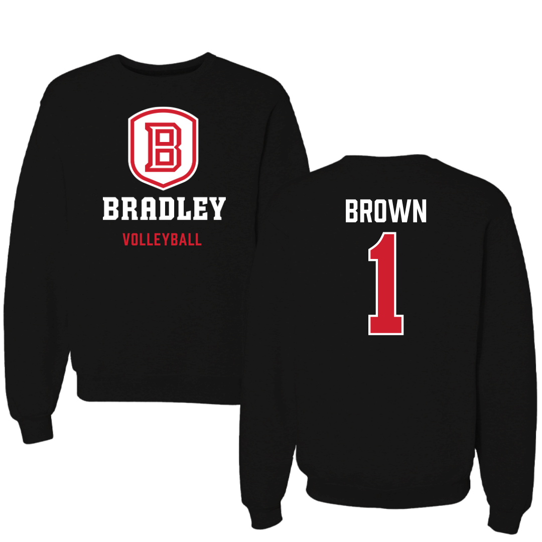 Bradley University Volleyball Black Block Crewneck - #1 Corrie Brown