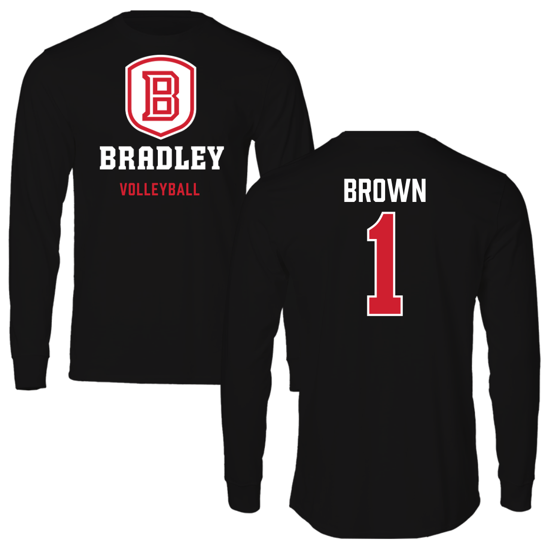 Bradley University Volleyball Black Block Long Sleeve - #1 Corrie Brown