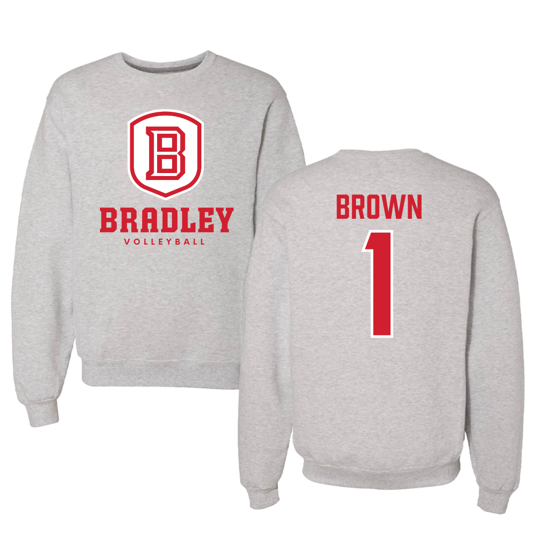 Bradley University Volleyball Gray Crewneck - #1 Corrie Brown