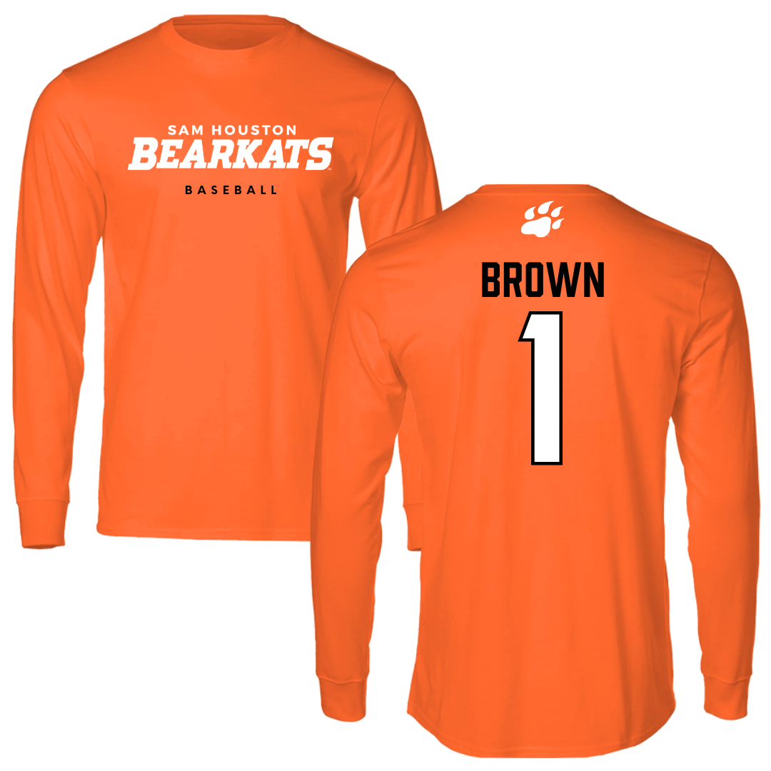 Sam Houston State University Baseball Orange Long Sleeve  - #1 Blake Brown