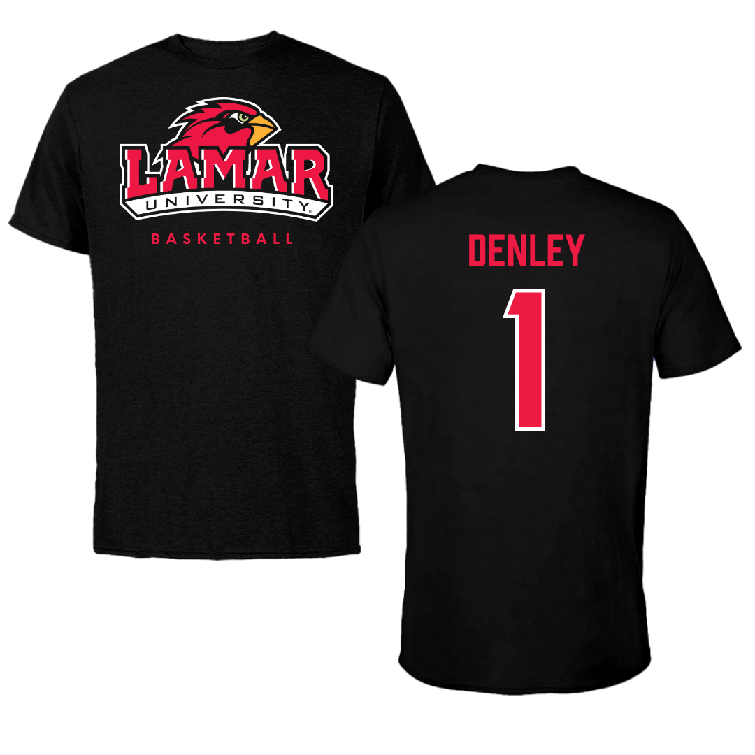 Lamar University Basketball Black Tee  - #1 Jacei Denley