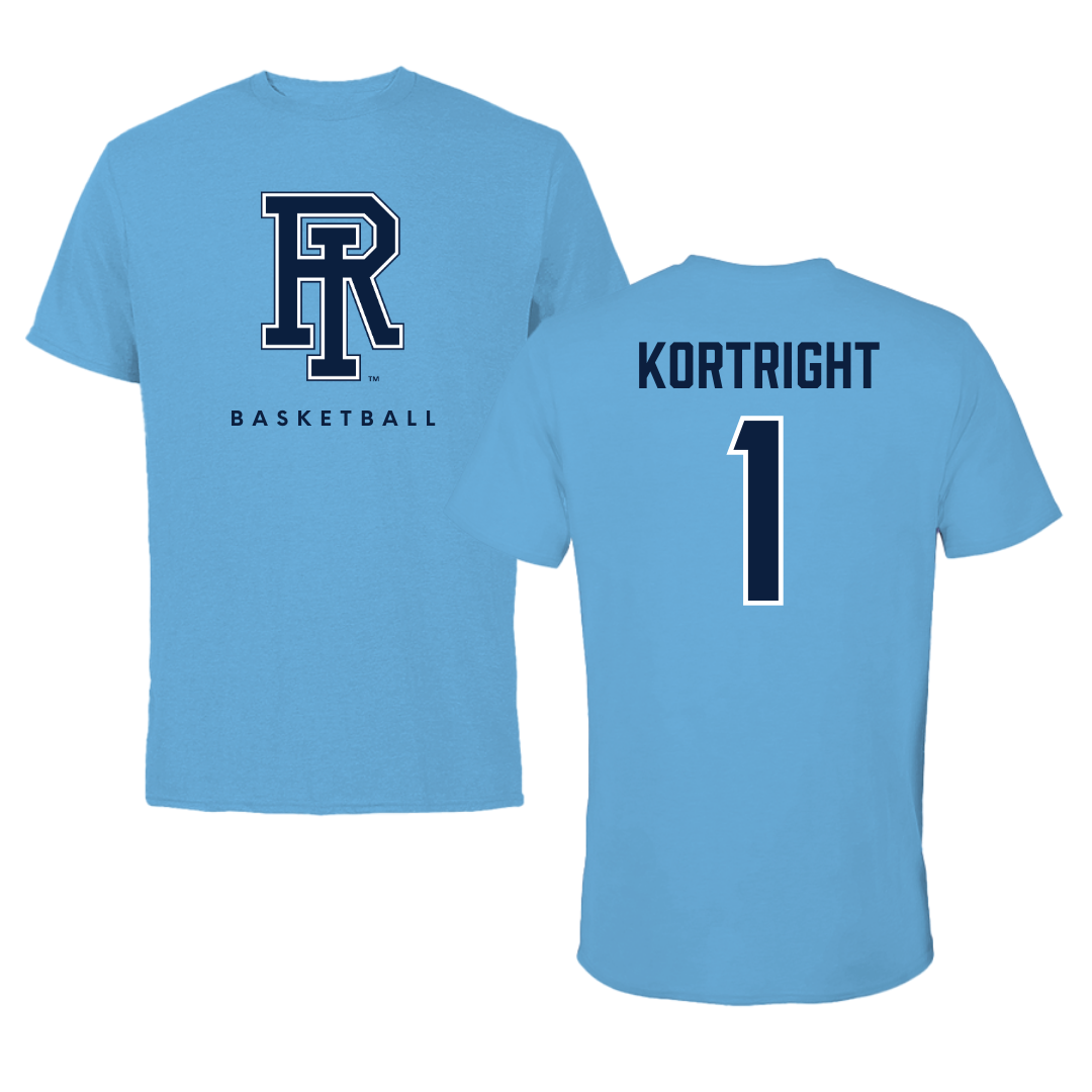 University of Rhode Island Basketball Carolina Blue Tee  - #1 Luis Kortright