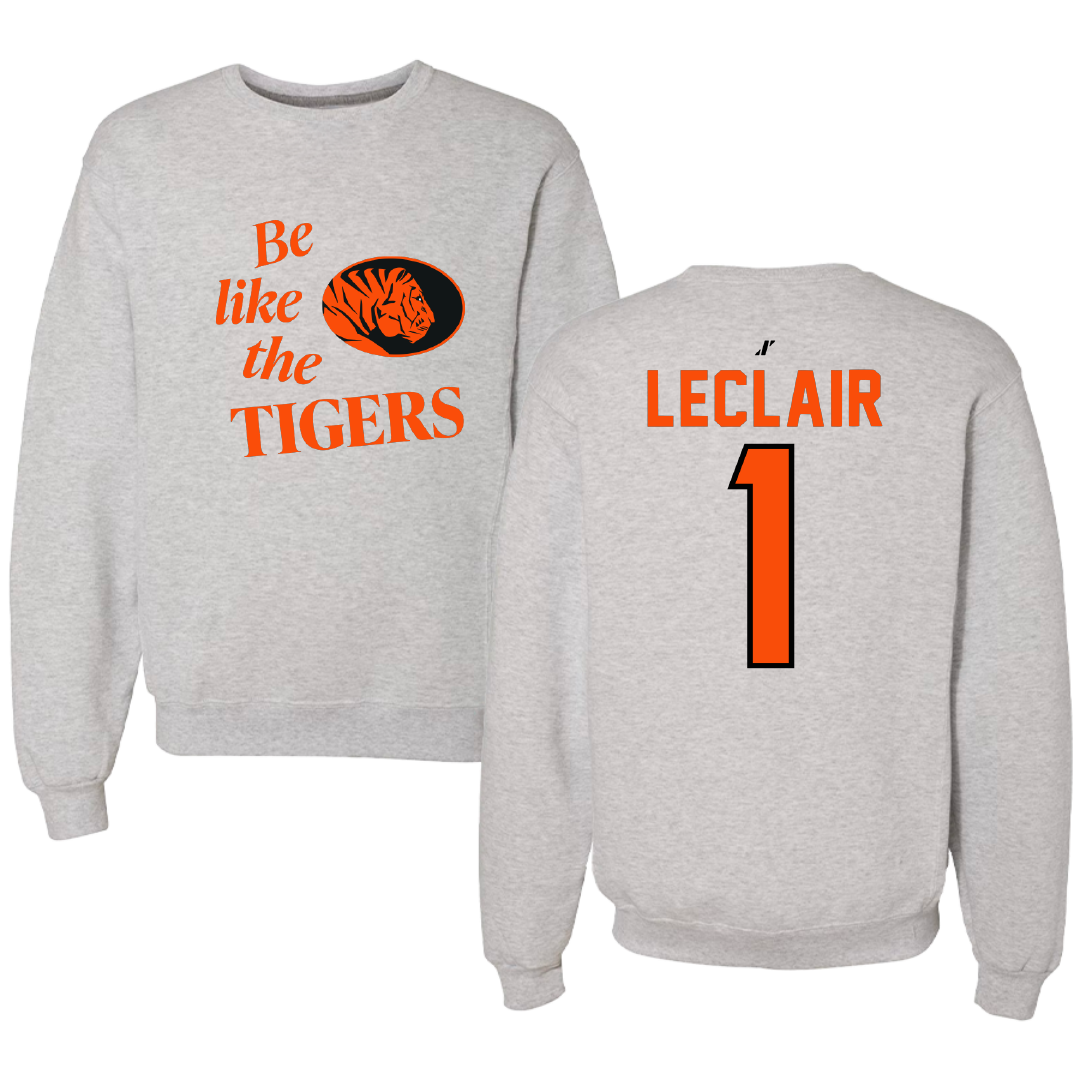 East Central University Softball Light Gray Be Like Us Crewneck - #1 Elyse LeClair