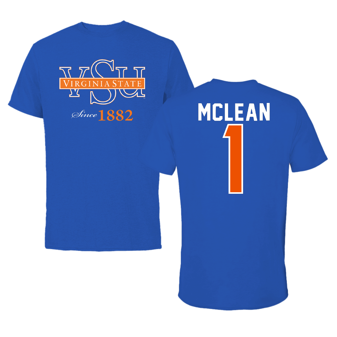 Virginia State University Volleyball Blue Tee - #1 Celene Mclean