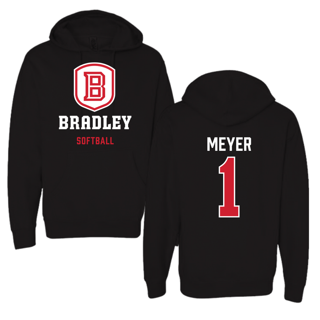 Bradley University Softball Black Hoodie  - #1 Tori Meyer