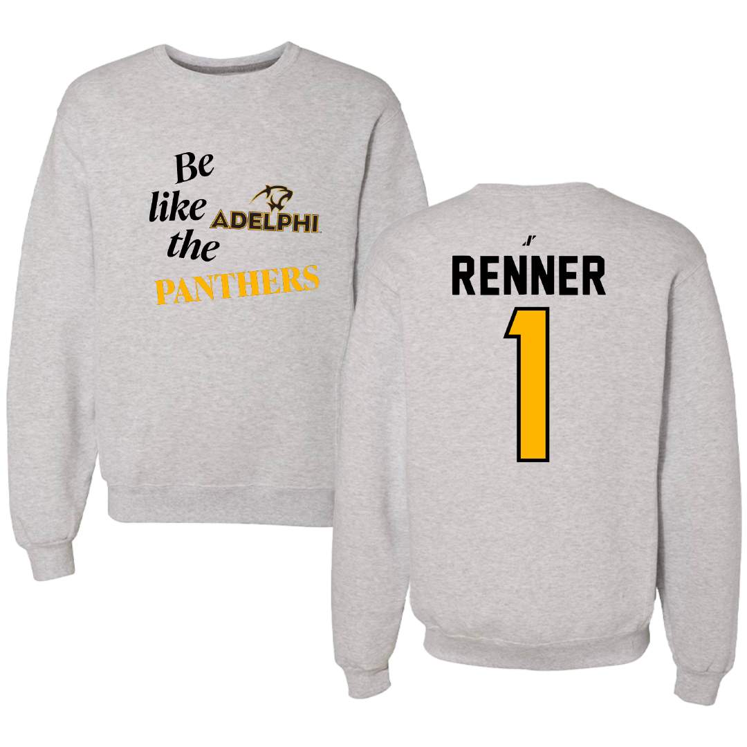 Adelphi University Lacrosse Light Gray Be Like Us Crewneck - #1 Dylan Renner