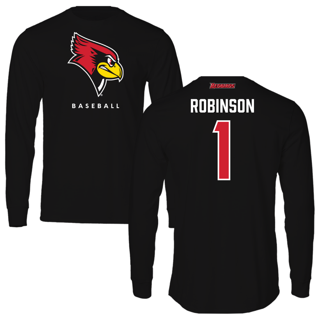 Illinois State University Baseball Black Mascot Long Sleeve  - #1 Shai Robinson