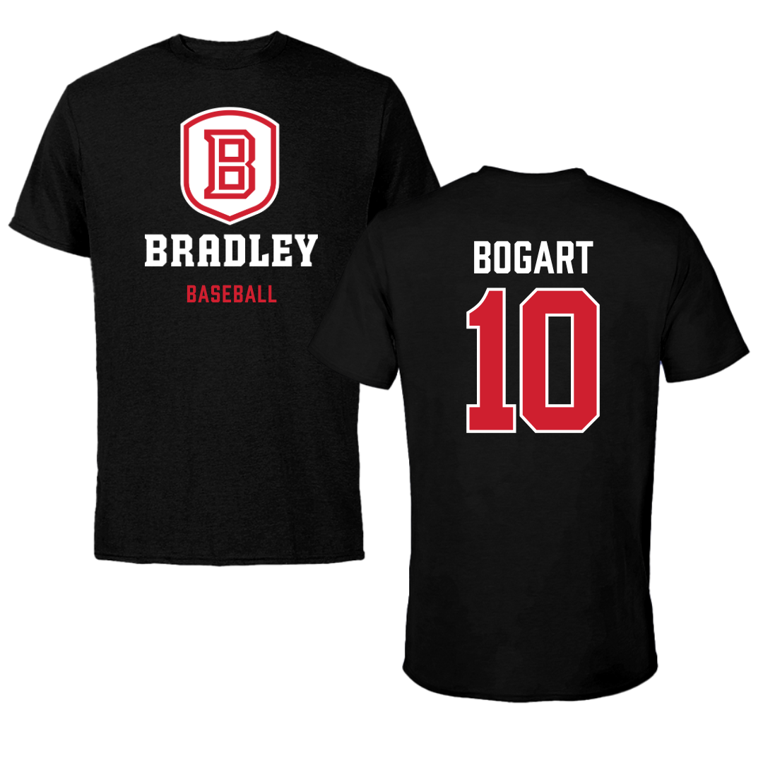 Bradley University Baseball Black Block Tee - #10 JD Bogart