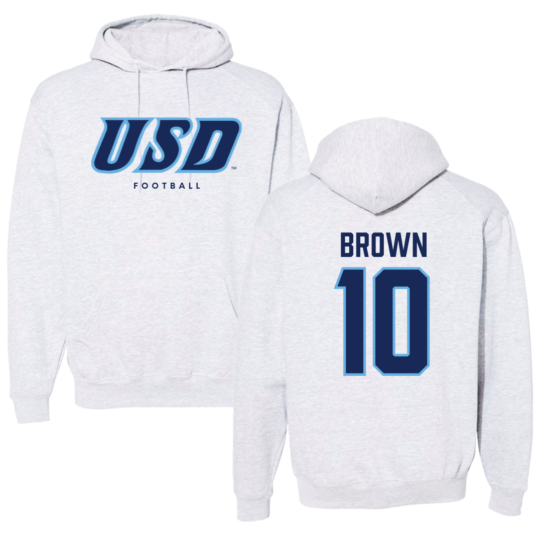 University of San Diego Football Gray Hoodie  - #10 Nathan Brown