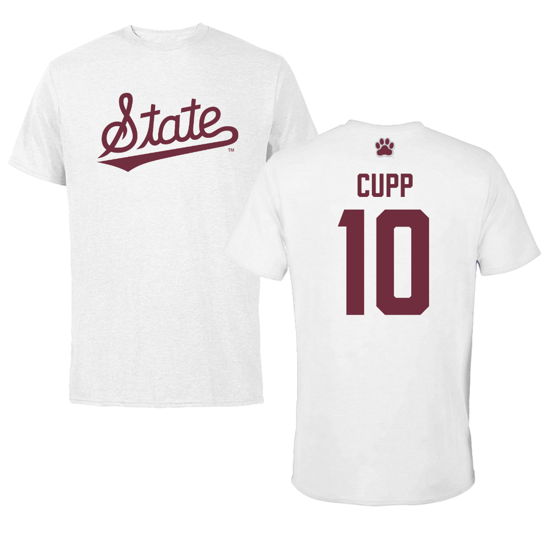 Mississippi State University Baseball White Baseball Tee  - #10 Dylan Cupp
