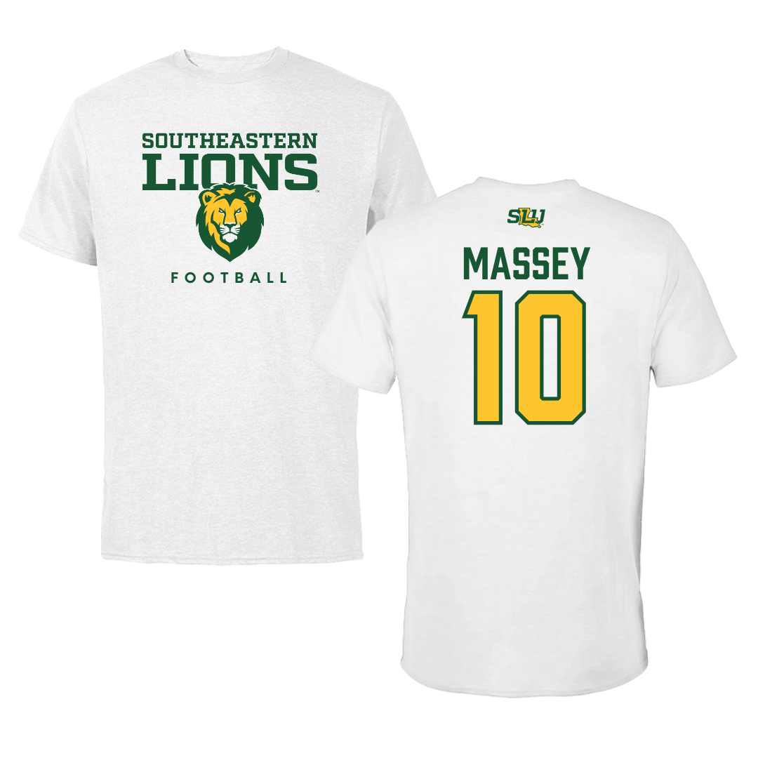 Southeastern Louisiana University Football White Tee  - #10 Maurice Massey