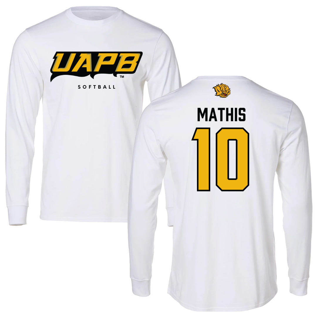 University of Arkansas-Pine Bluff Softball White Long Sleeve  - #10 Janai Mathis