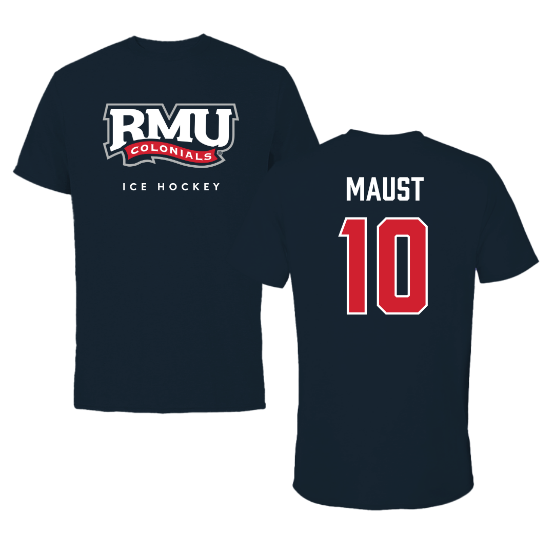 Robert Morris University Ice Hockey Navy Tee  - #10 Paul Maust