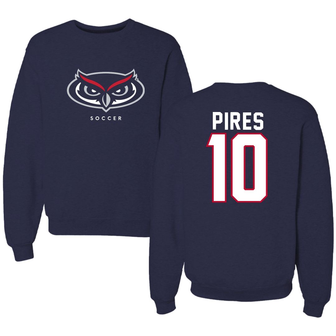 Florida Atlantic University Soccer Navy Mascot Crewneck - #10 Thiago Pires