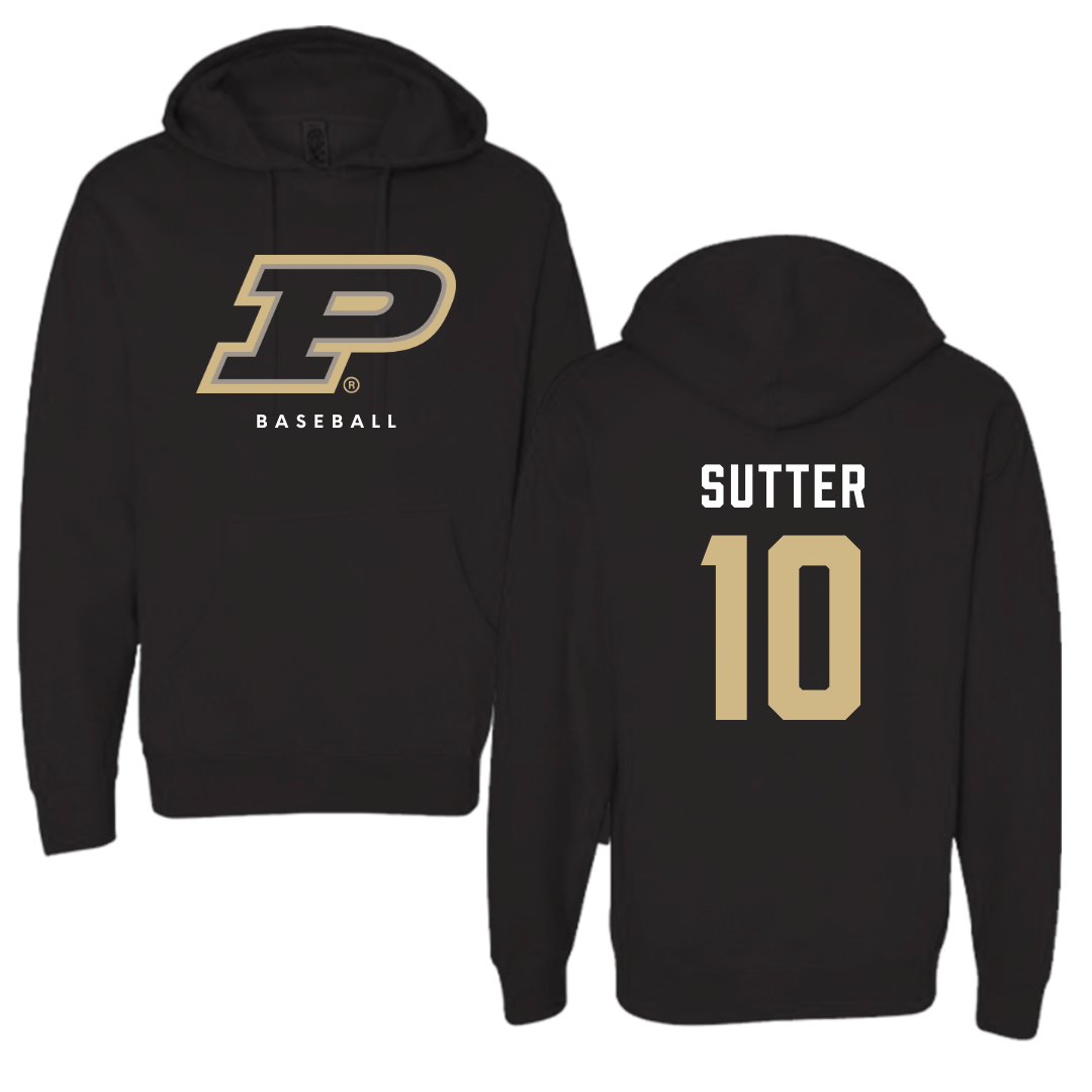 Purdue University Baseball Black Hoodie  - #10 Logan Sutter