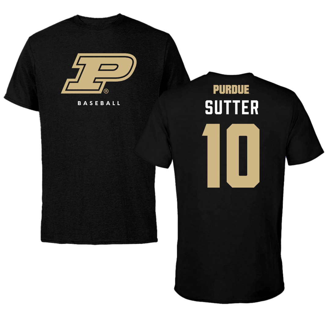 Purdue University Baseball Black Tee  - #10 Logan Sutter
