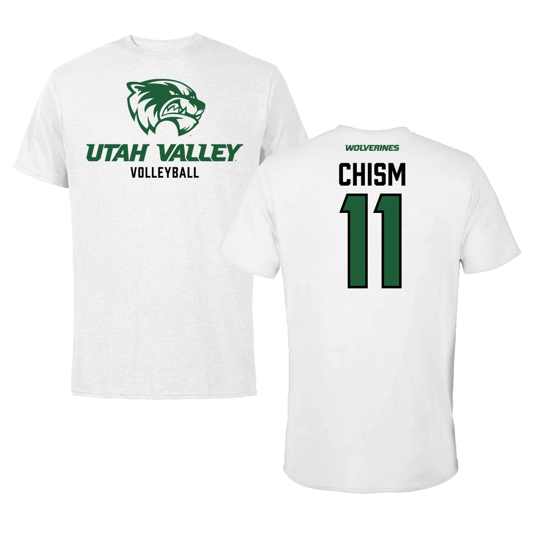 Utah Valley University Volleyball White Tee  - #11 Evalyn Chism