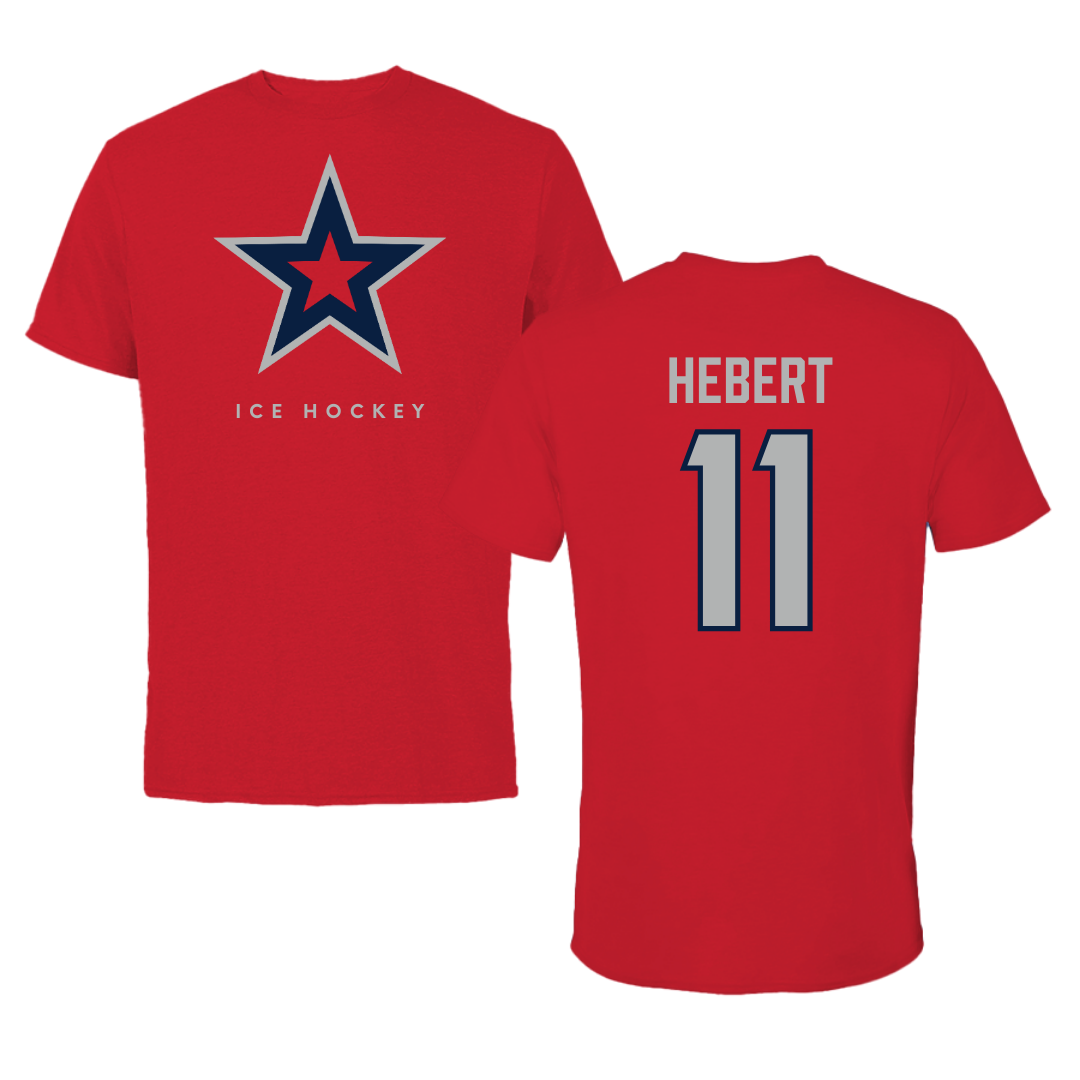 Robert Morris University Ice Hockey Red Tee  - #11 Cameron Hebert
