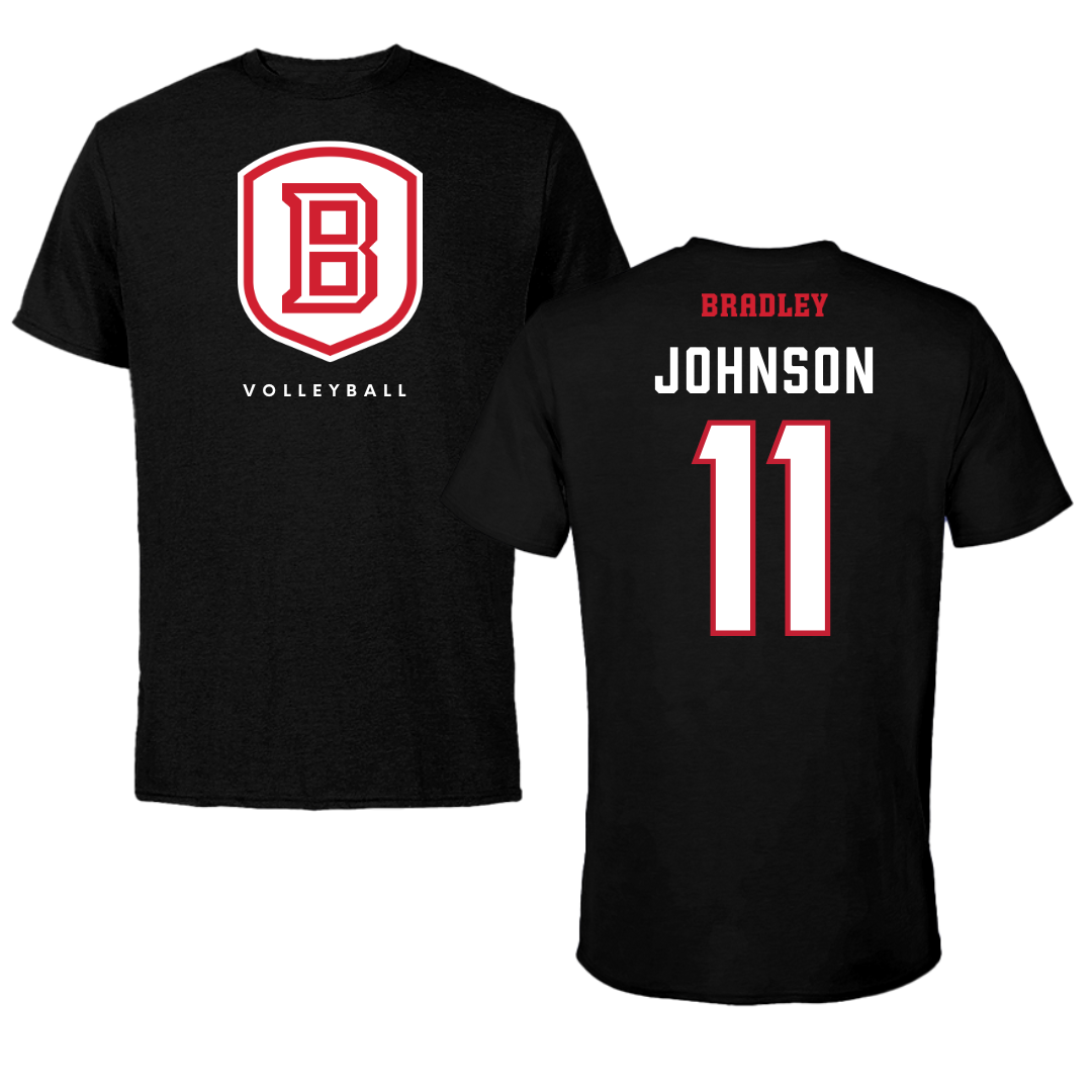 Bradley University Volleyball Black Shield Tee - #11 Abby Johnson