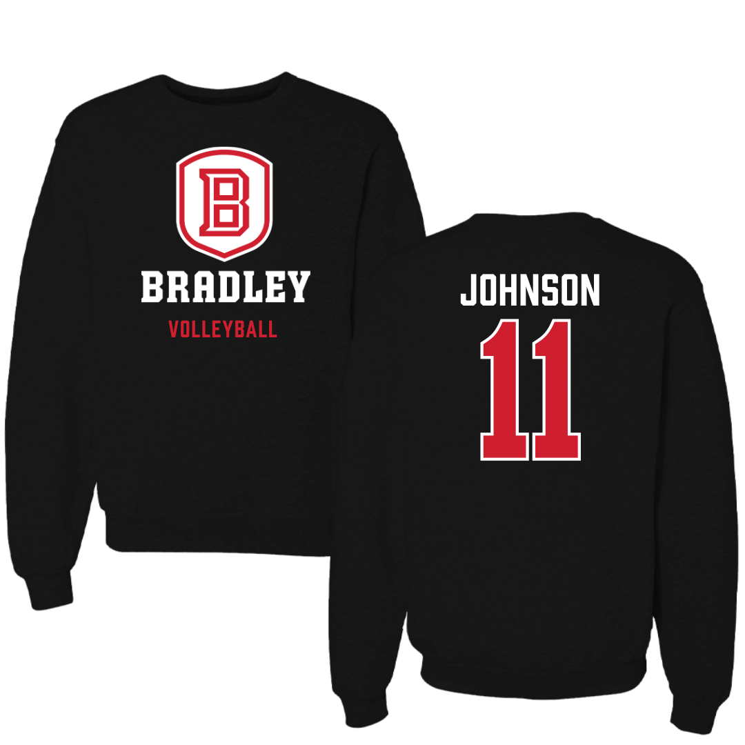 Bradley University Volleyball Black Block Crewneck - #11 Abby Johnson