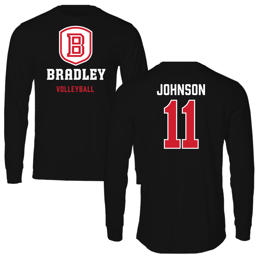 Bradley University Volleyball Black Block Long Sleeve - #11 Abby Johnson
