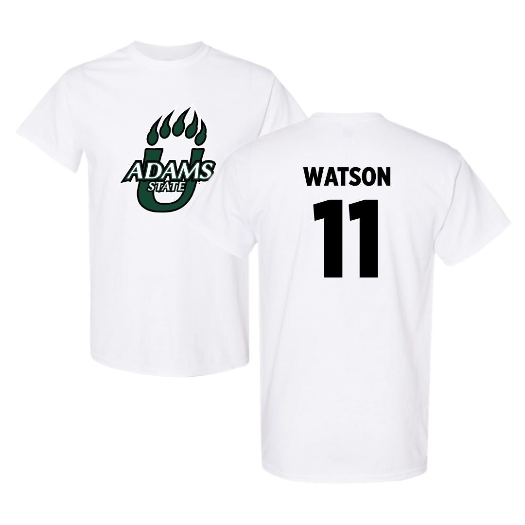 Adams State University Basketball White Tee  - #11 Elaina Watson