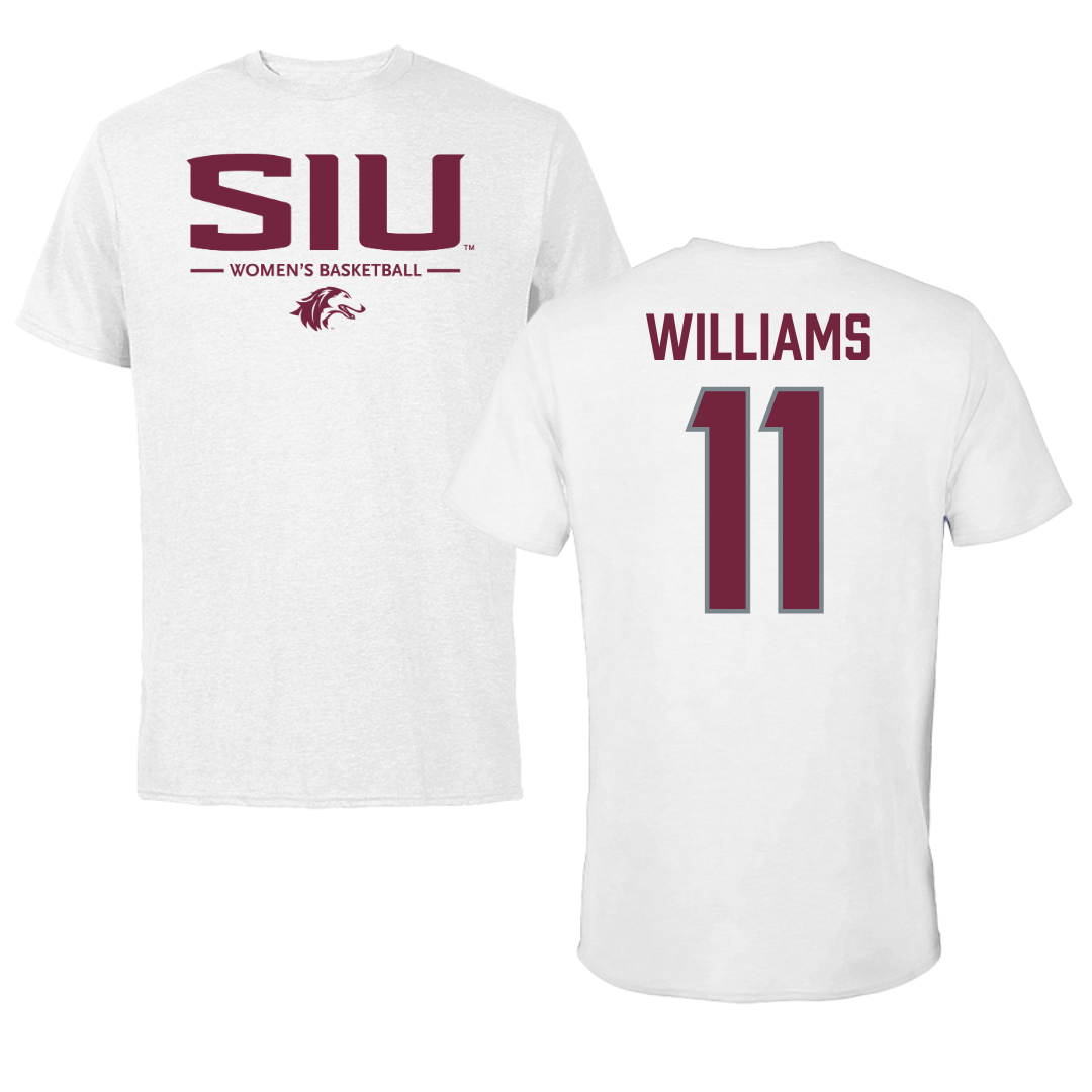 Southern Illinois University at Carbondale Basketball White Tee  - #11 Shemera Williams