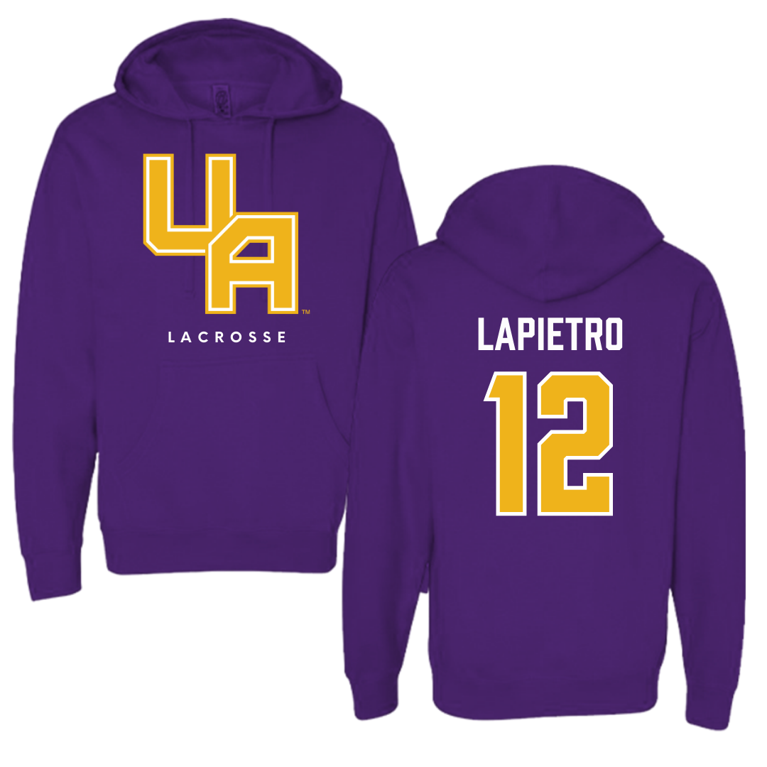 Sudadera con capucha morada de Lacrosse de la Universidad de Albany - #12 Darien LaPietro