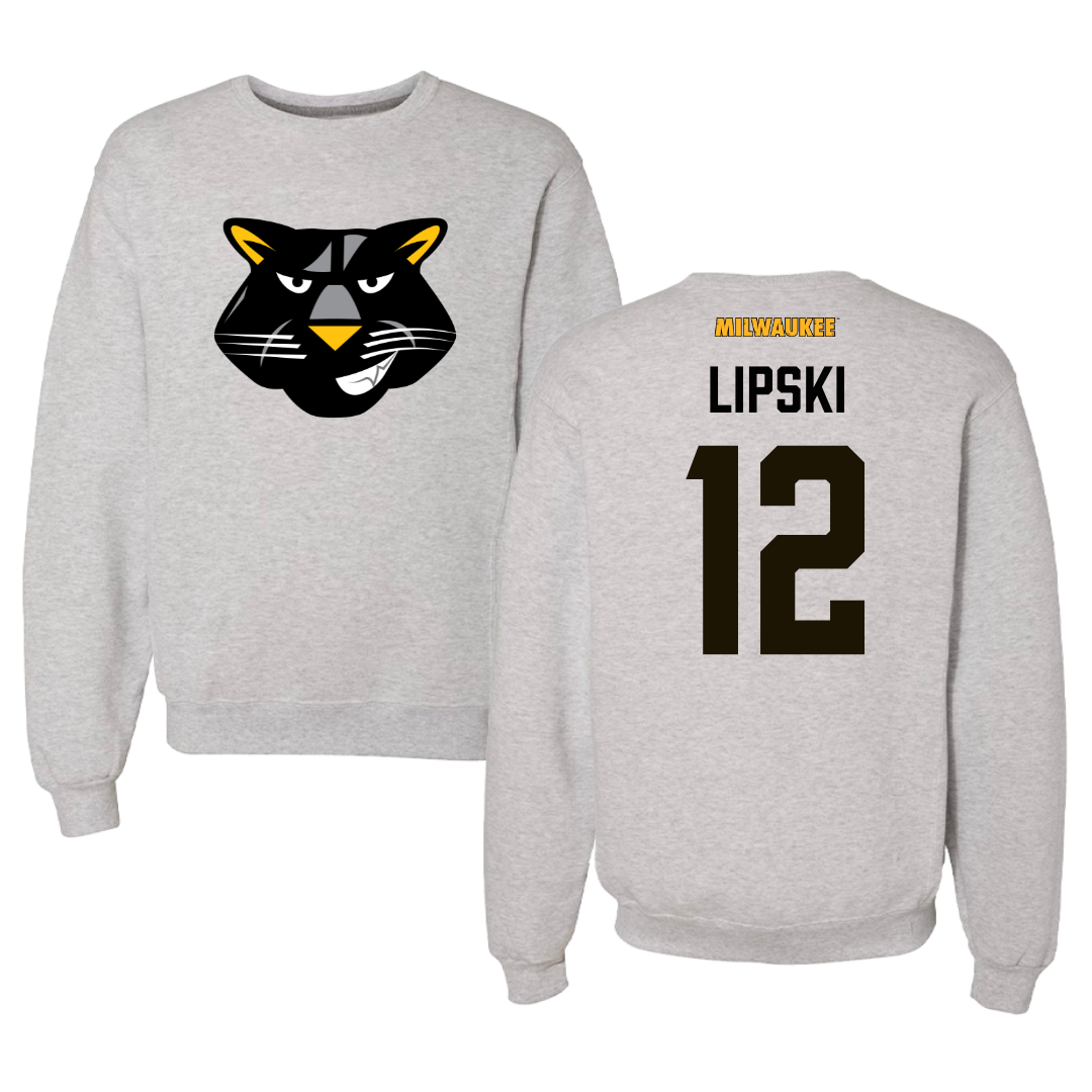 University of Wisconsin-Milwaukee Volleyball Gray Crewneck  - #12 Bella Lipski