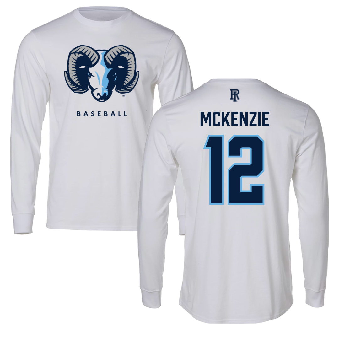 University of Rhode Island Baseball White Long Sleeve  - #12 Brody McKenzie