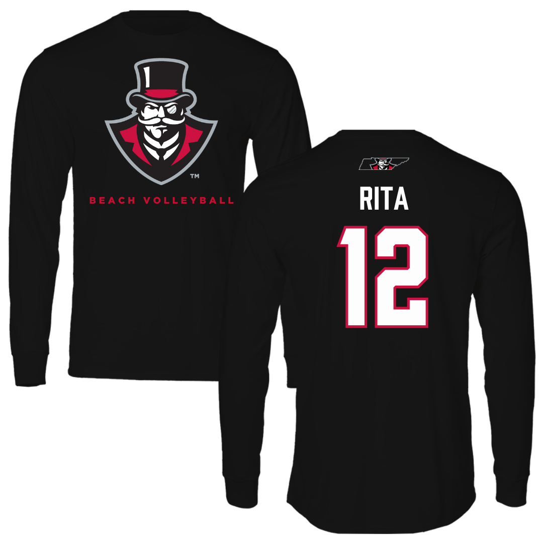Austin Peay State University Beach Volleyball Black Mascot Long Sleeve - #12 Anna Rita