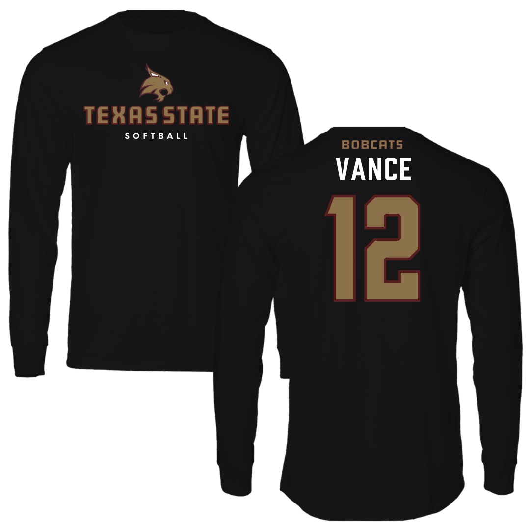 Texas State University Softball Black Long Sleeve  - #12 Halee Vance