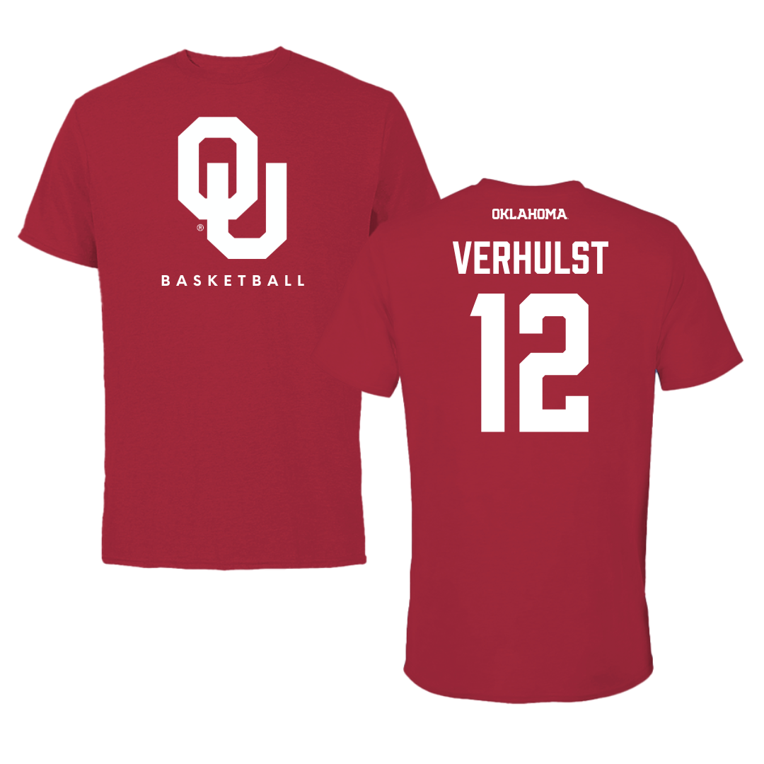 University of Oklahoma Basketball Crimson Tee  - #12 Payton Verhulst