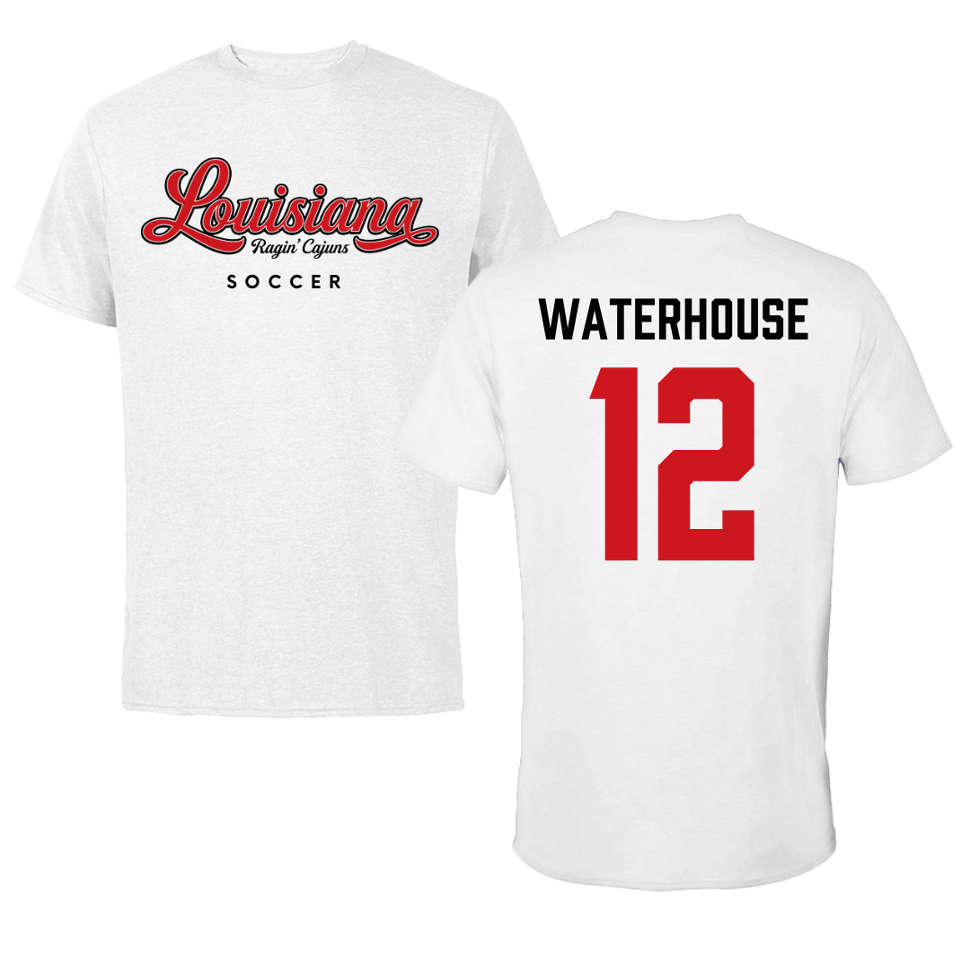 University of Louisiana at Lafayette Soccer White Tee  - #12 Hailly Waterhouse