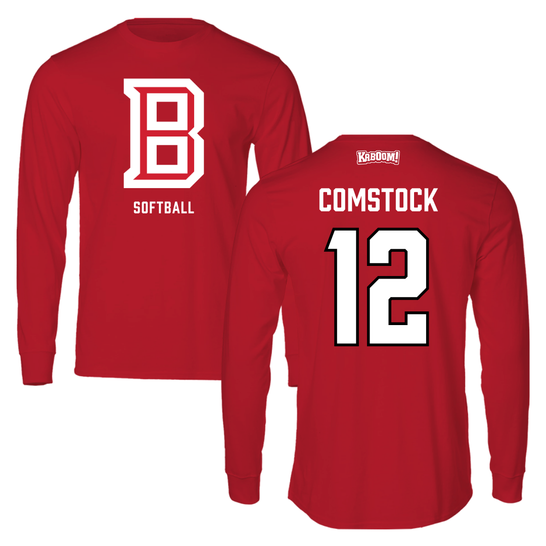 Bradley University Softball Red Long Sleeve - #12 Austin Comstock