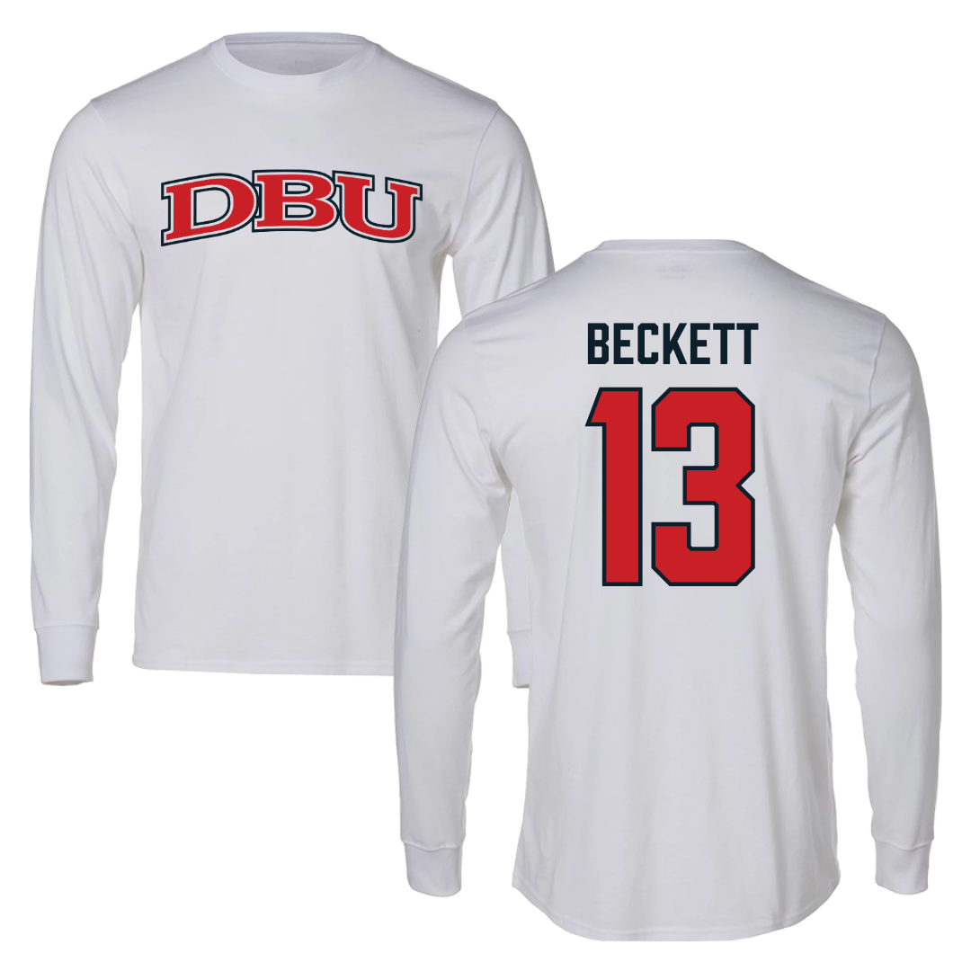Dallas Baptist University Ice Hockey White Long Sleeve  - #13 Christian Beckett