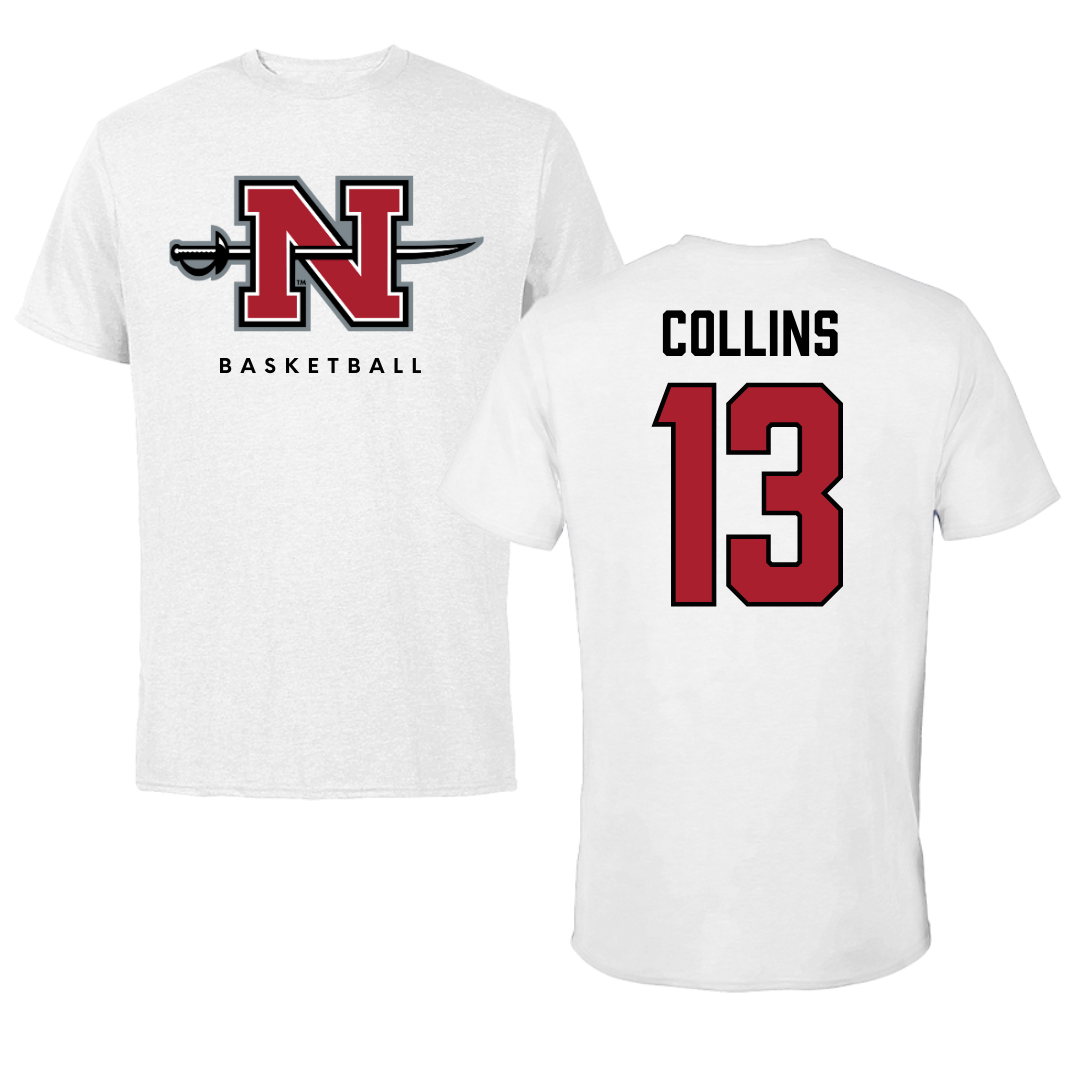 Nicholls State University Basketball White Tee  - #13 Mekhi Collins