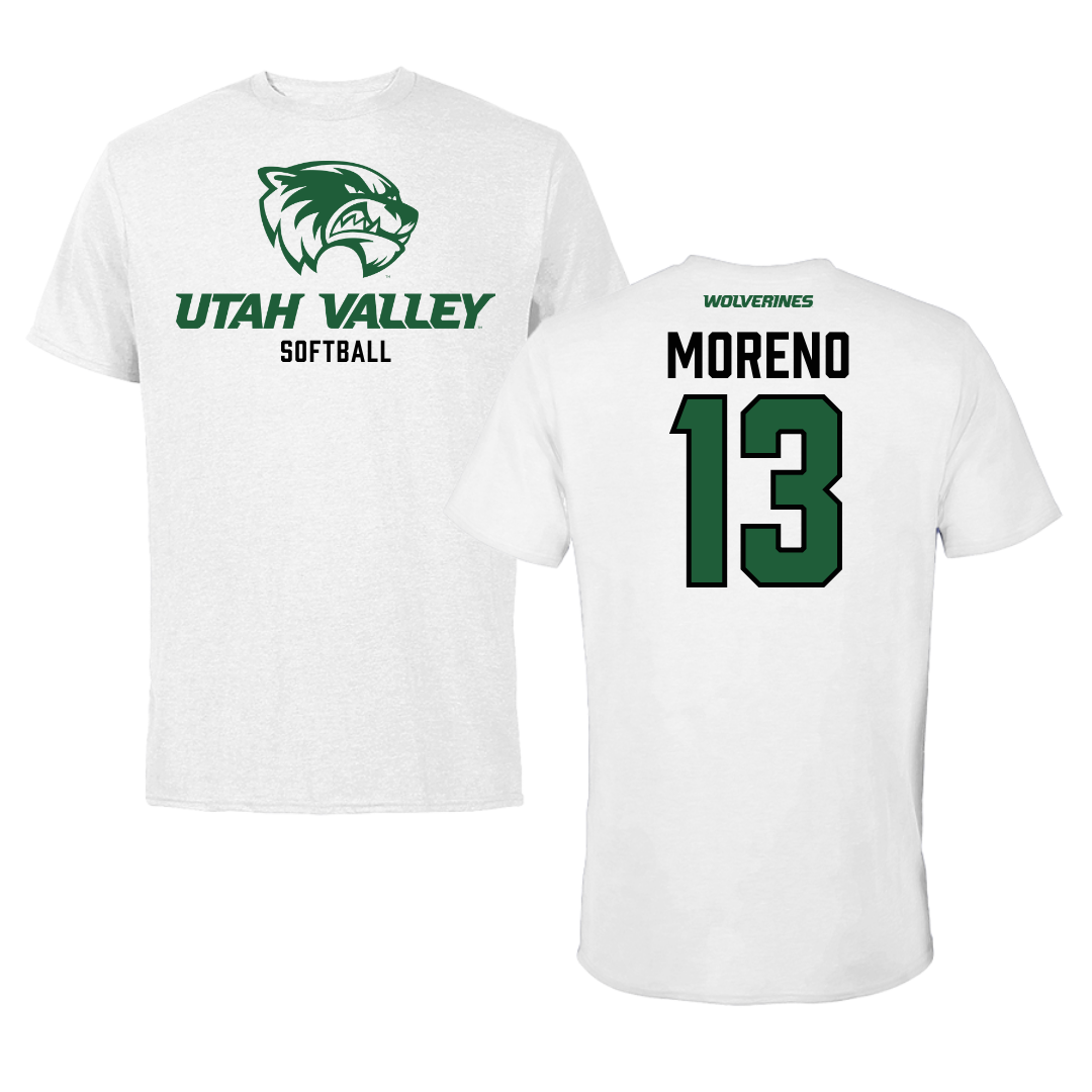 Utah Valley University Softball White Tee  - #13 Britney Moreno