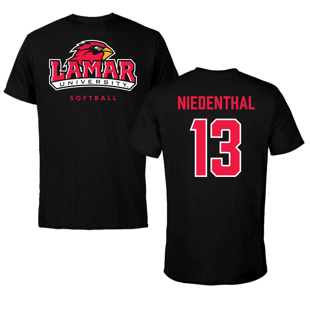 Lamar University Softball Black Tee  - #13 Cameron Niedenthal