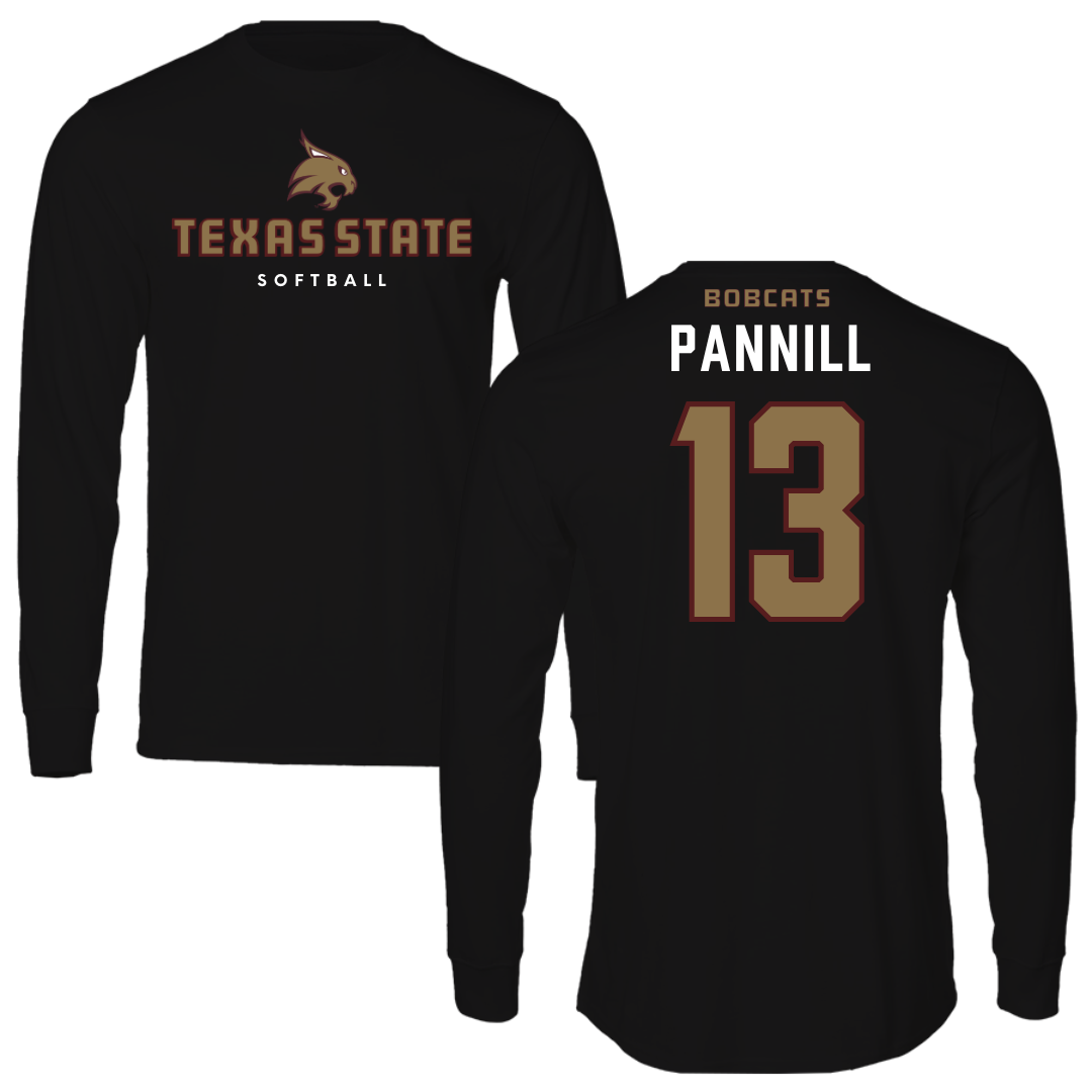 Texas State University Softball Black Long Sleeve  - #13 Braylin Pannill