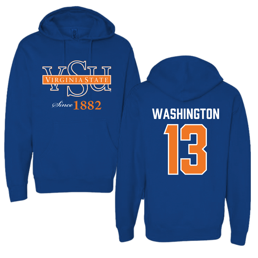 Virginia State University Softball Blue Hoodie  - #13 Reina Washington