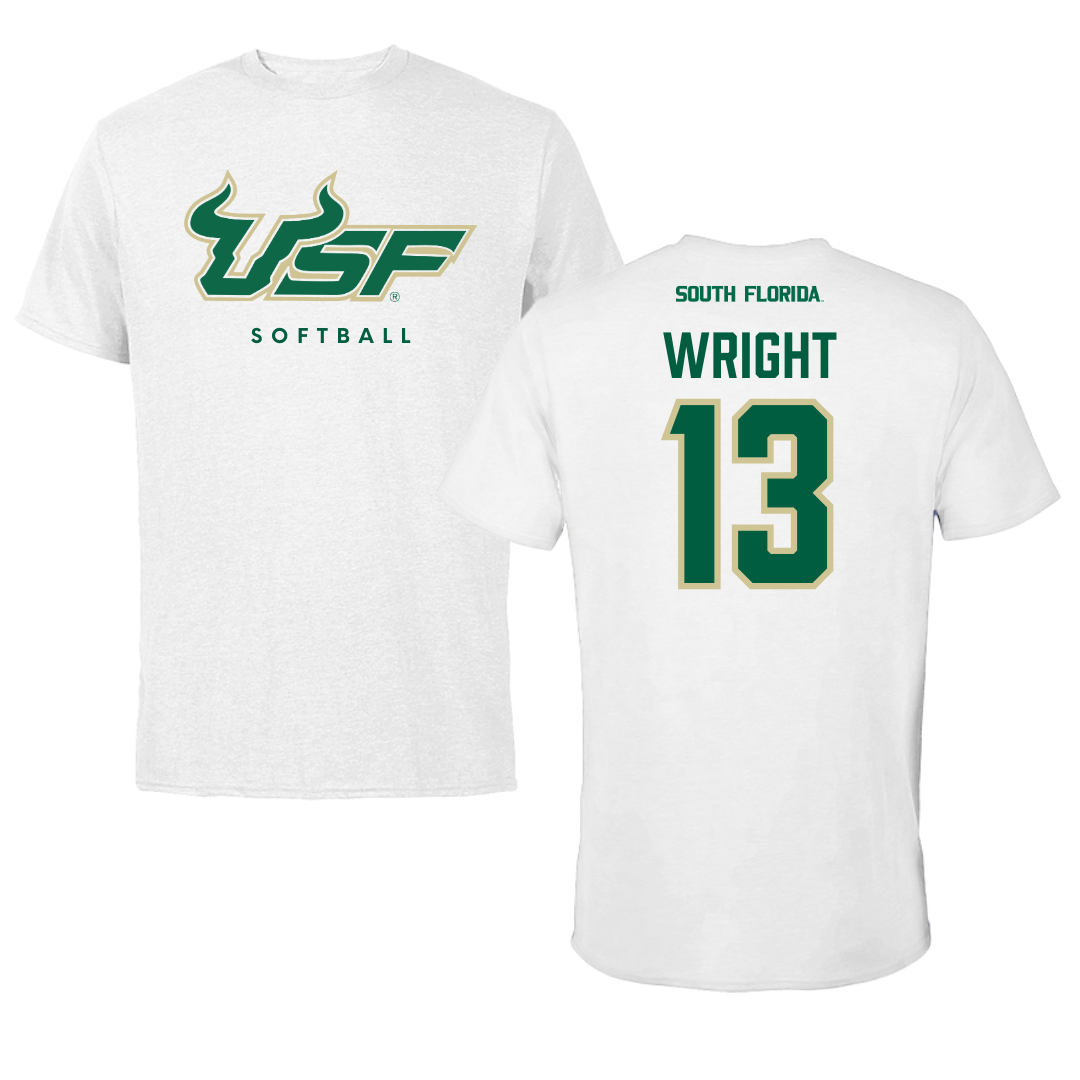 University of South Florida Softball White Tee  - #13 Alex Wright