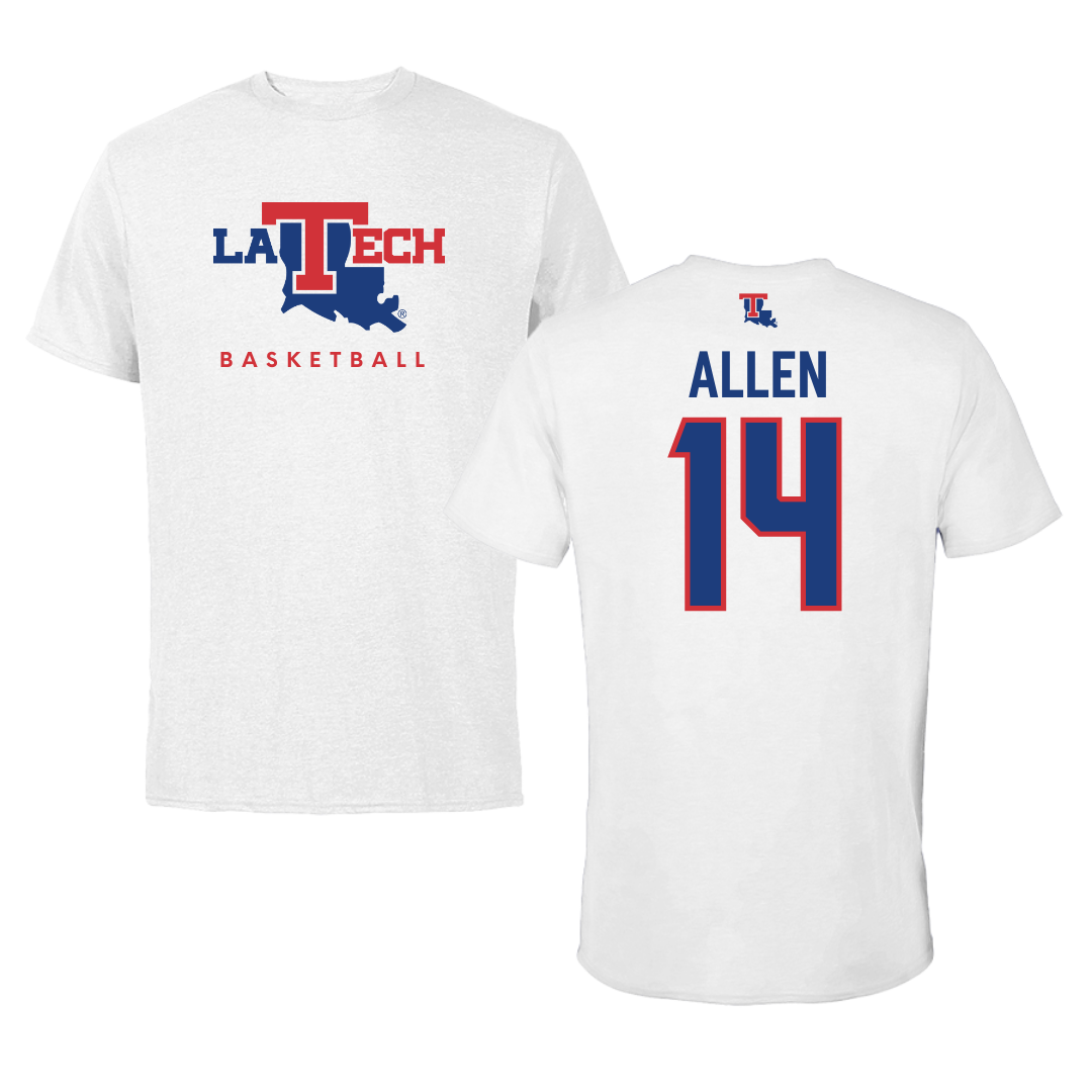 Louisiana Tech University Basketball White Tee  - #14 Will Allen