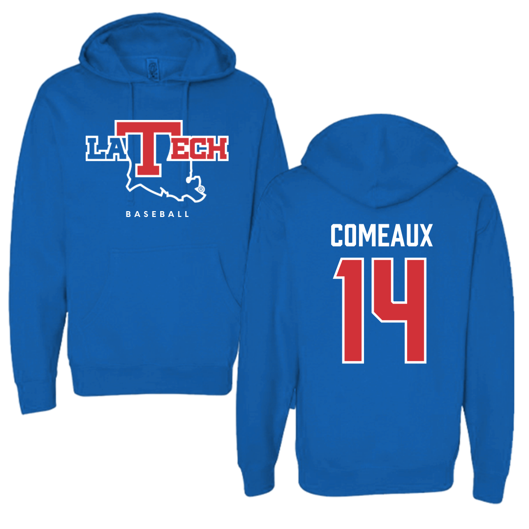 Louisiana Tech University Baseball Royal Blue Hoodie  - #14 Grant Comeaux